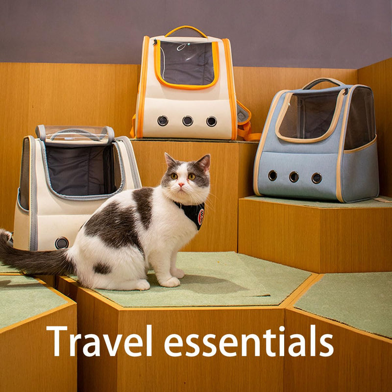Foldable Travel Cat Backpack Carrier for Cats up to 8kg - Breathable, Ideal for Hiking, Camping, and Daily Adventures Yellow - PawsPlanet Australia