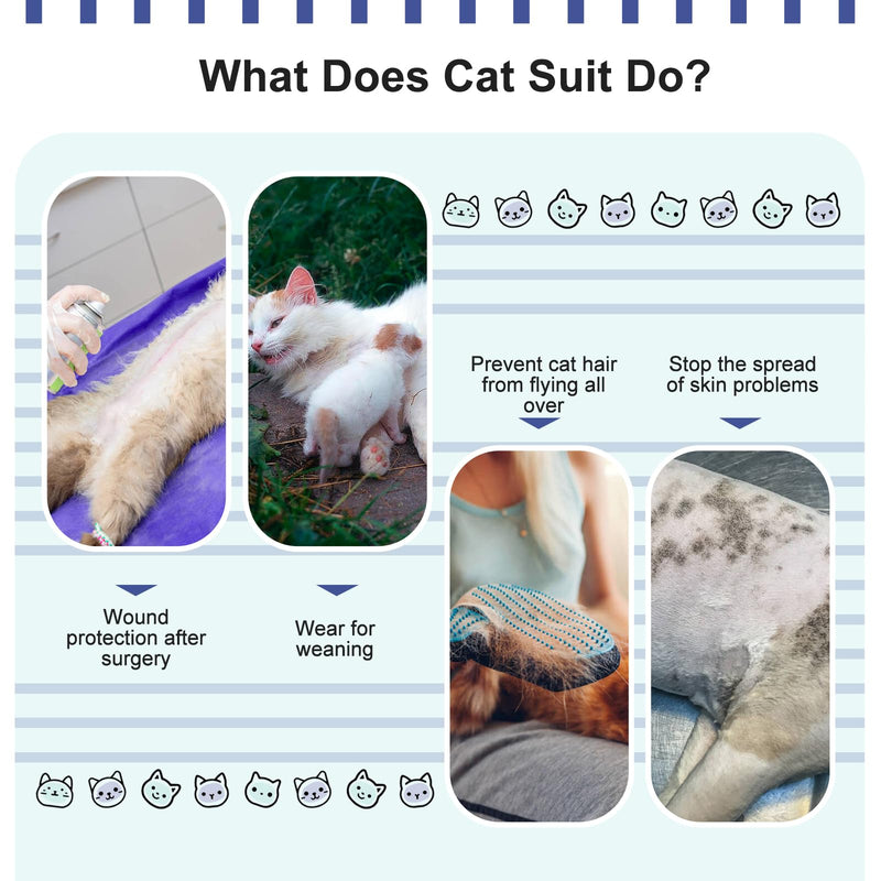 FUAMEY Cat Recovery Suit,Female Cat Spay Suit Kitten Surgery Onesie Cat Bodysuit Alternative to Cone Collars,Preventing Cats from Licking Abdominal Wounds Skin Protector Weaning Clothes Grey M M(back: 14in) - PawsPlanet Australia