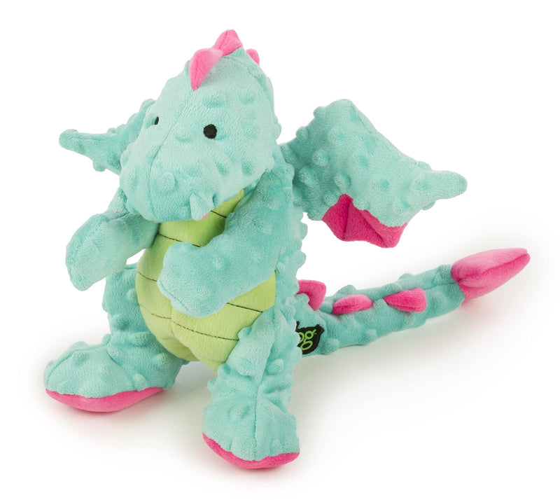 goDog Dragons with Chew Guard Technology Durable Plush Squeaker Dog Toy, Large, Seafoam, Plush Dog Toy Bubble Plush Dragon - Seafoam - PawsPlanet Australia