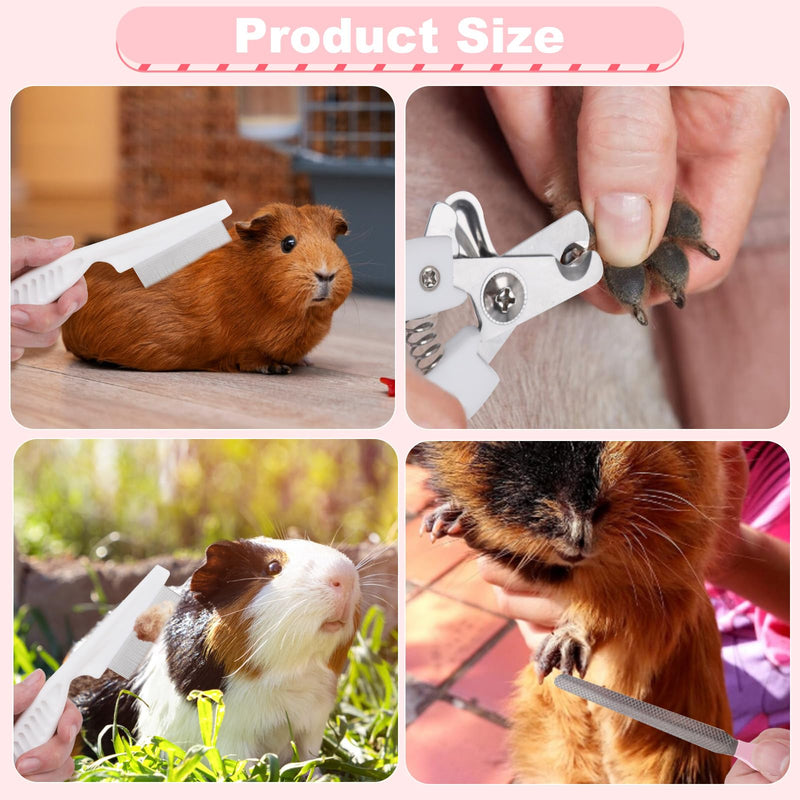 Guinea Pig Brush Kit Hamster Cleaning Grooming Comb with Nail Clipper Trimmer, Nail Files - Professional Small Animal Grooming Tool for Rabbit, Bunny, Puppy, Kitten, Ferret - PawsPlanet Australia