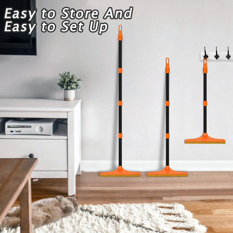 Carpet Rake for Pet Hair Removal - Reusable Pet Hair Remover, 60” Adjustable Long Handle Cat Dog Carpet Rake Scraper, Dog Hair Rake Brush for Rugs, Mats, Couch 60” Orange - PawsPlanet Australia