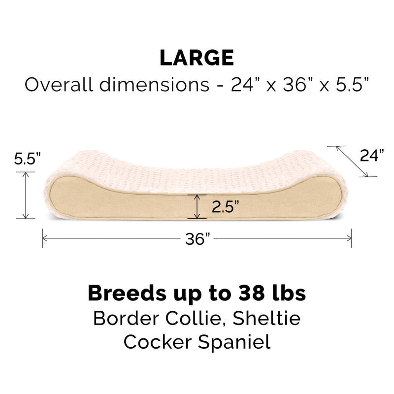 Furhaven Memory Foam Dog Bed for Large/Medium Dogs w/ Removable Washable Cover, For Dogs Up to 38 lbs - Ultra Plush Faux Fur & Suede Luxe Lounger Contour Mattress - Cream, Large - PawsPlanet Australia