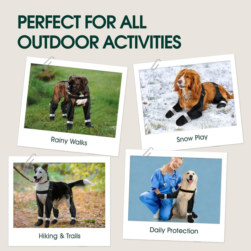 Waterproof Dog Suspender Boots, Reflective Anti-Slip Dog Shoes with Adjustable Straps for Small Medium Large Dogs,Stay-On Dogs Paw Protector Leggings for Outdoor Walking, Rain & Snow Hiking (Black,XS) XS - PawsPlanet Australia