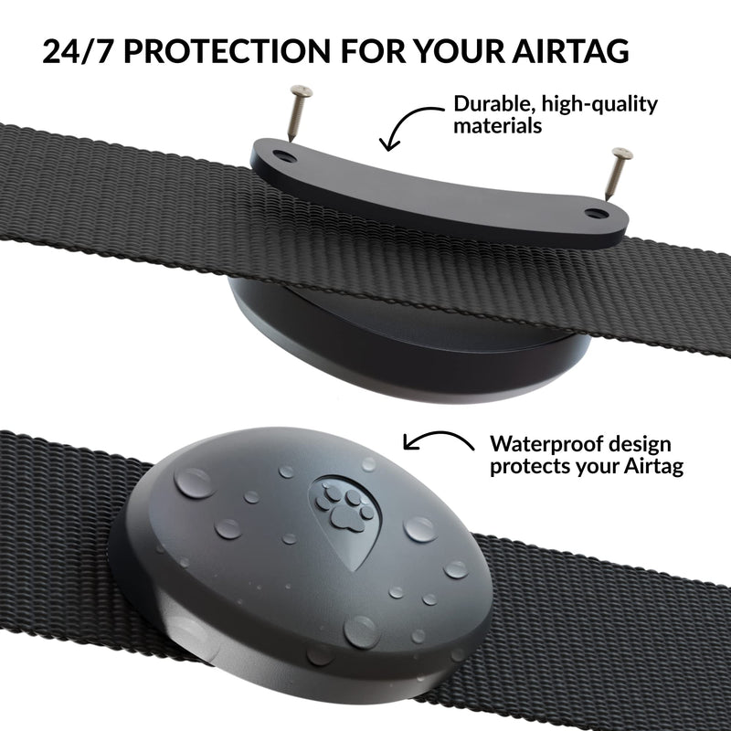 Holder Compatible with Airtag for Dog Collar, 2 Pack – Waterproof and Durable Case That Protects Your Airtag – Fits All Dog and Cat Collars – Airtag Not Included Black - PawsPlanet Australia