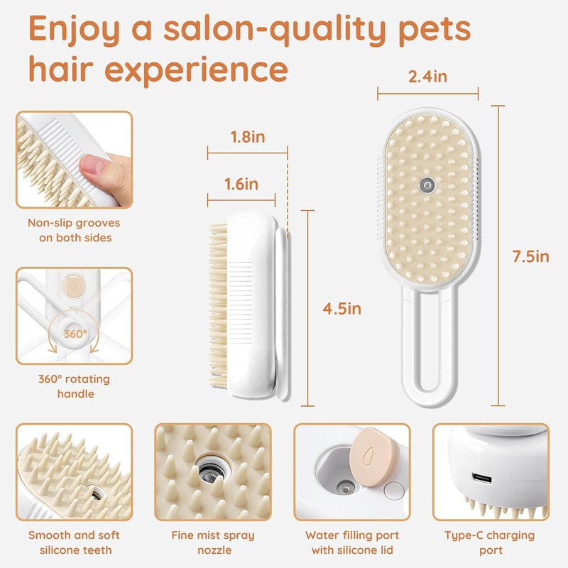 Cat Hair Brush, Dog Hair Brush, Cat Steam Brush, Rechargeable Steam Brush for Cats and Dogs, Skin Friendly Deshedding Grooming Tool for Dogs Cats With Pet Supplies Accessories - PawsPlanet Australia
