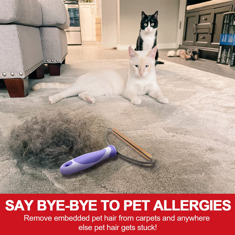 Pet Hair Remover, Dog Cat Hair Remover, Lint Cleaner Pro, Fur Removal Tool, Portable Carpet Scraper, Fuzz Rollers Hairball Shaver for Carpets, Car Mat, Couch, Pet Bed, Furniture & Rug (Purple, 2-Pack) - PawsPlanet Australia