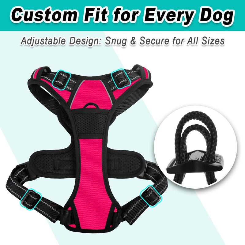 BARKBAY No Pull Pet Harness Dog Harness Adjustable Outdoor Pet Vest 3M Reflective Oxford Material Vest for pink Dogs Easy Control for Small Medium Large Dogs - PawsPlanet Australia