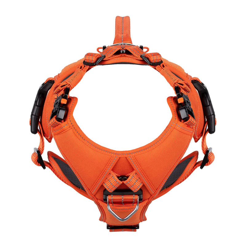 ICEFANG GN8 Quick-Moving Tactical Dog Harness with 2xMetal Buckles for Medium Sized Dogs,Reflective K9 Vest,No-Pull Front Leash Clip,5-Points Adjustable Pet Harness (Orange, Medium (Pack of 1)) Medium (Pack of 1) Orange - PawsPlanet Australia