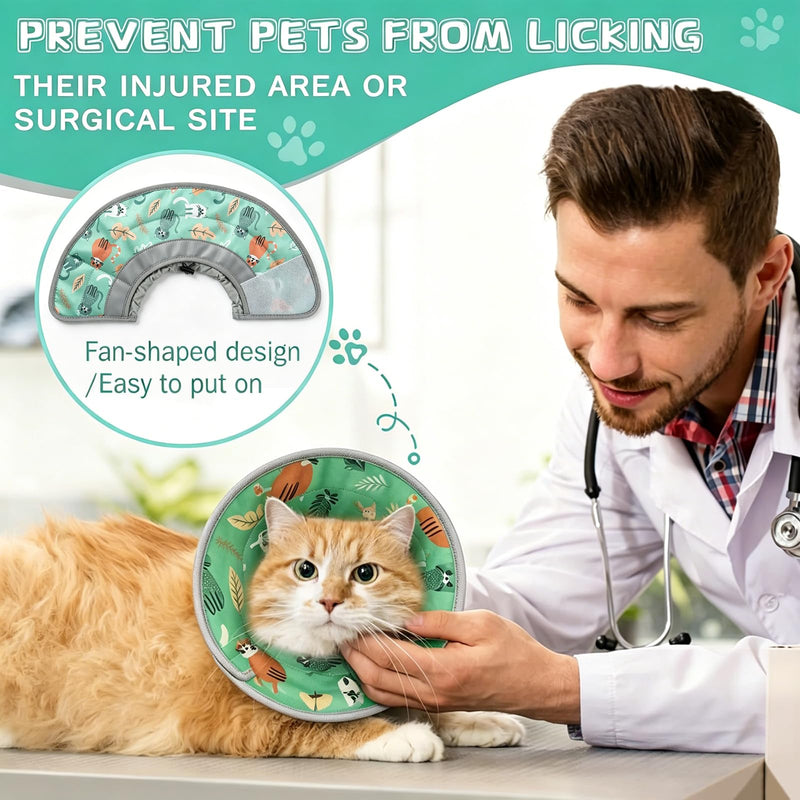 Cat neck brace, soft adjustable cat neck brace, anti-licking and anti-biting neck braces for cats, for cats and small dogs after surgery and injuries (Mint green, M)