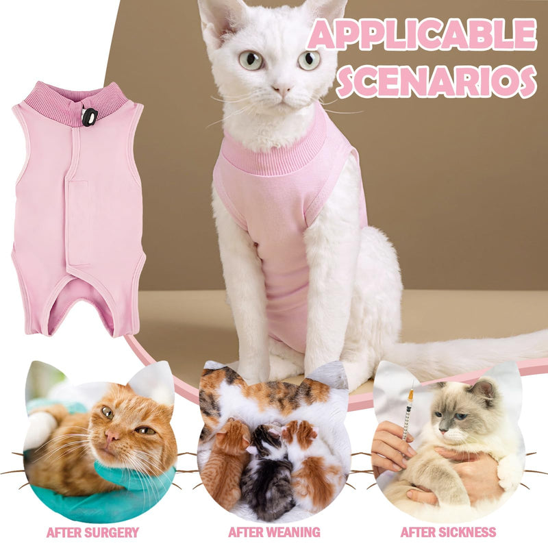 KAIYAYA Cat Bodysuit After Op, Pink, 2-4 kg | recovery suit, modal, castration recovery, abdominal wounds, female