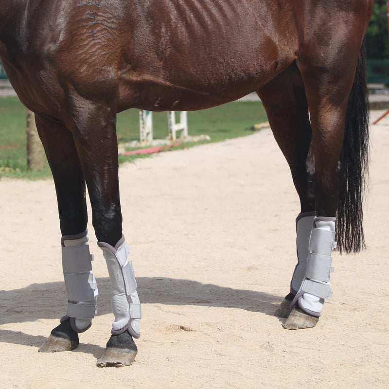 Fly Boots for Horses Set of 4, Breathable Comfy Mesh Horse Leggings Reduce Stomping, Hoof Stress, and Leg Fatigue Grey Full - PawsPlanet Australia