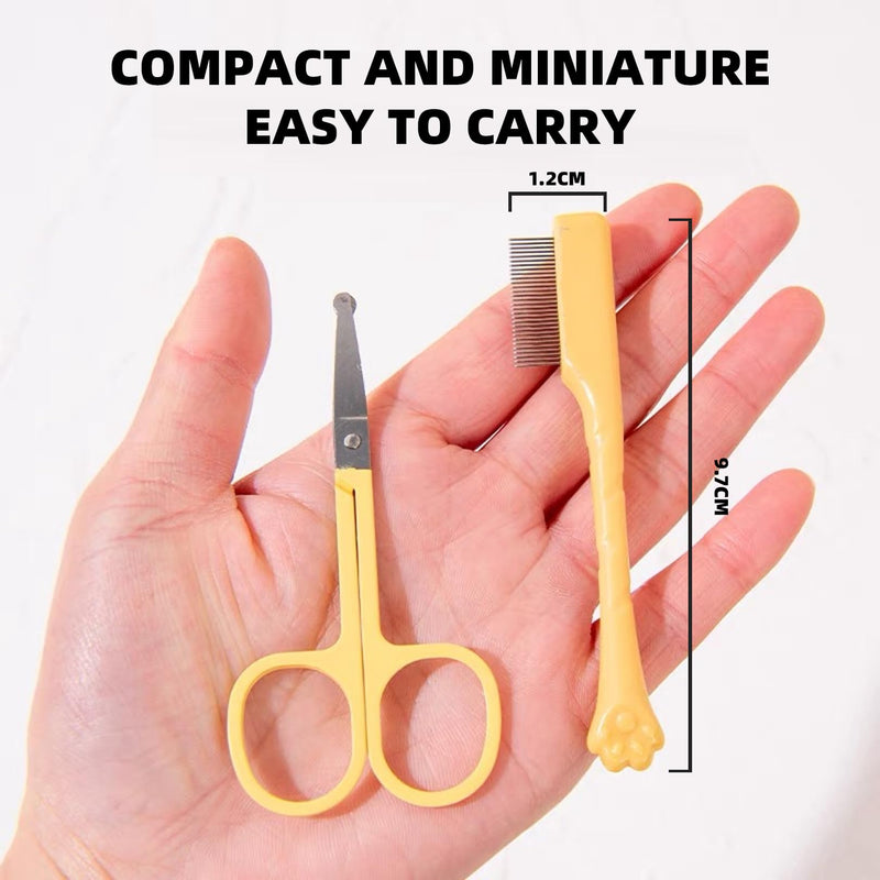 2Pcs Dog Grooming Scissors Kit,with Safety Round Tip Professional Shears&Small Comb,Doggy Hair Thinning Clippers,Lightweight Face Thinning Tools Accessories,for Cat Puppy Tear Stain Care Remover - PawsPlanet Australia