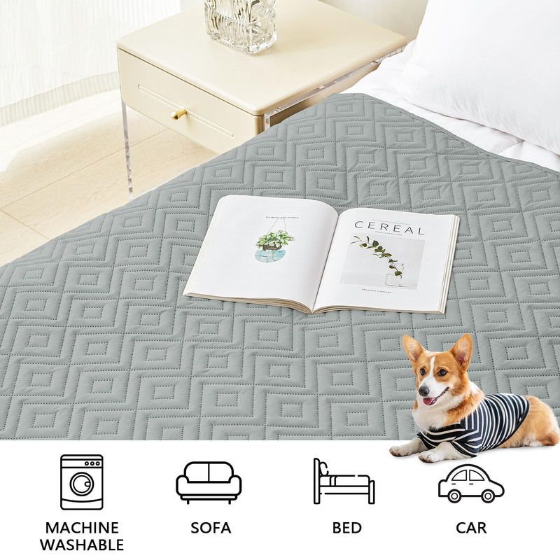hyha Waterproof Dog Bed Blanket, Soft Pet Blankets 30x53 Inch and 82x102 Inch in Grey/Dark Grey, 2 Item Bundle - PawsPlanet Australia