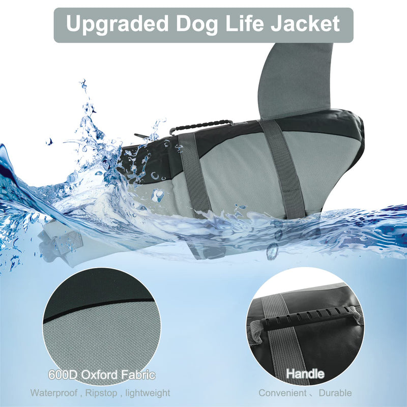 HAOCOO Dog Life Jacket Vest Saver Safety Swimsuit Preserver with Reflective Stripes/Adjustable Belt Dogs (Shark, Small) Shark - PawsPlanet Australia