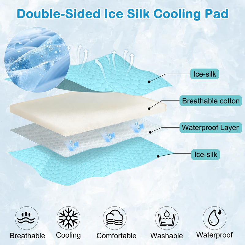 Vivifying Cooling Blanket for Dogs, Waterproof Reversible Dog Cooling Mat, Soft Pet Throw Cooling Mat for Couch, Bed, Crate, Car Seat, Breathable Summer Cat Bed Blanket 30 x 40 Inches (Blue) 30 × 40 inches - PawsPlanet Australia