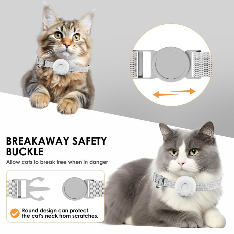 Cat Tracker, Cat Tracker Collar with Safety Elastic Buckle, Compatible with Apple Find My App (Only iOS), No Monthly Fee, Waterproof Pet Tracker for Cats, White - PawsPlanet Australia