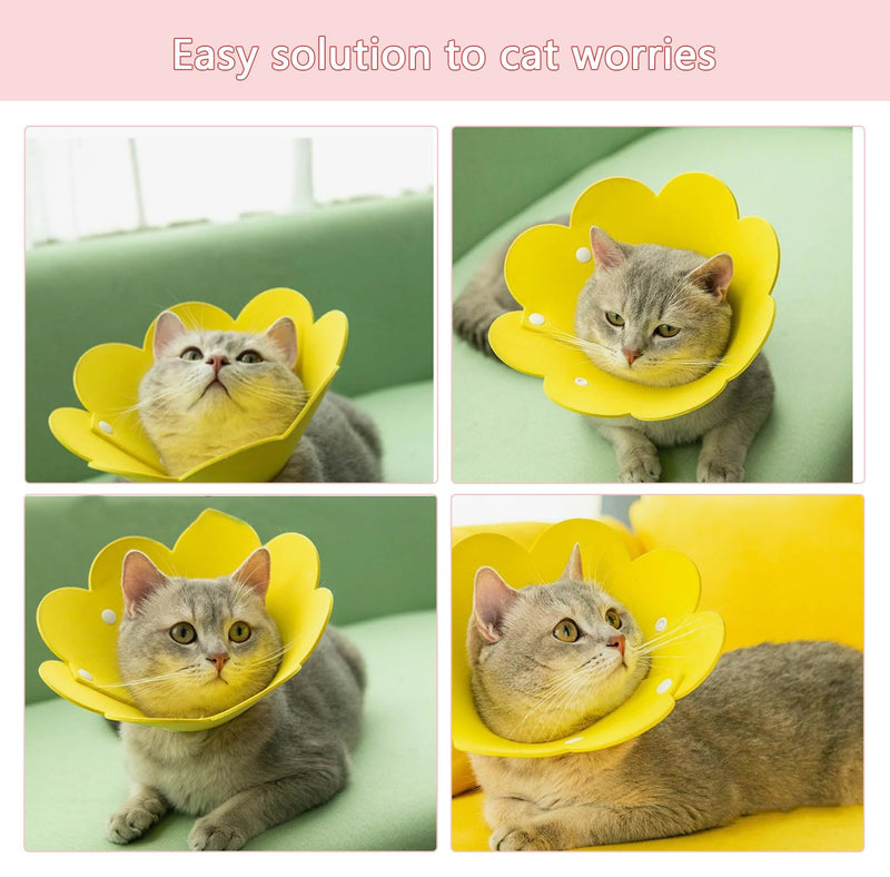 Amexo 3-Piece Cat Protective Collar - Soft, Anti-Bite, Adjustable, Felt, Pink, Yellow, Orange