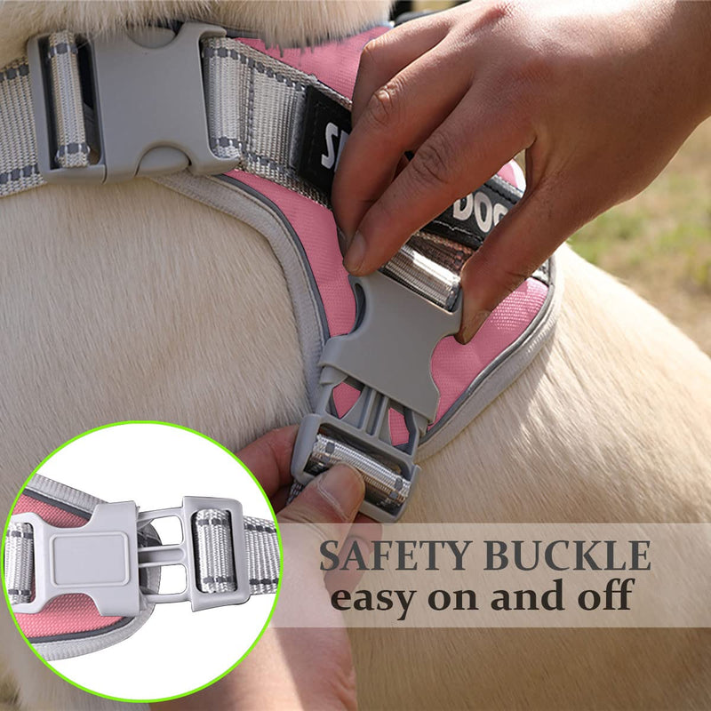 Dogmify Service Dog Vest,No Pull in Training Service Dog Harness and 5FT Dog Leash Set, Adjustable 3M Reflective Nylon Pet Dog Vest with Handle,Easy Control for Small Medium Large Dogs Small (Pack of 1) Pink - PawsPlanet Australia