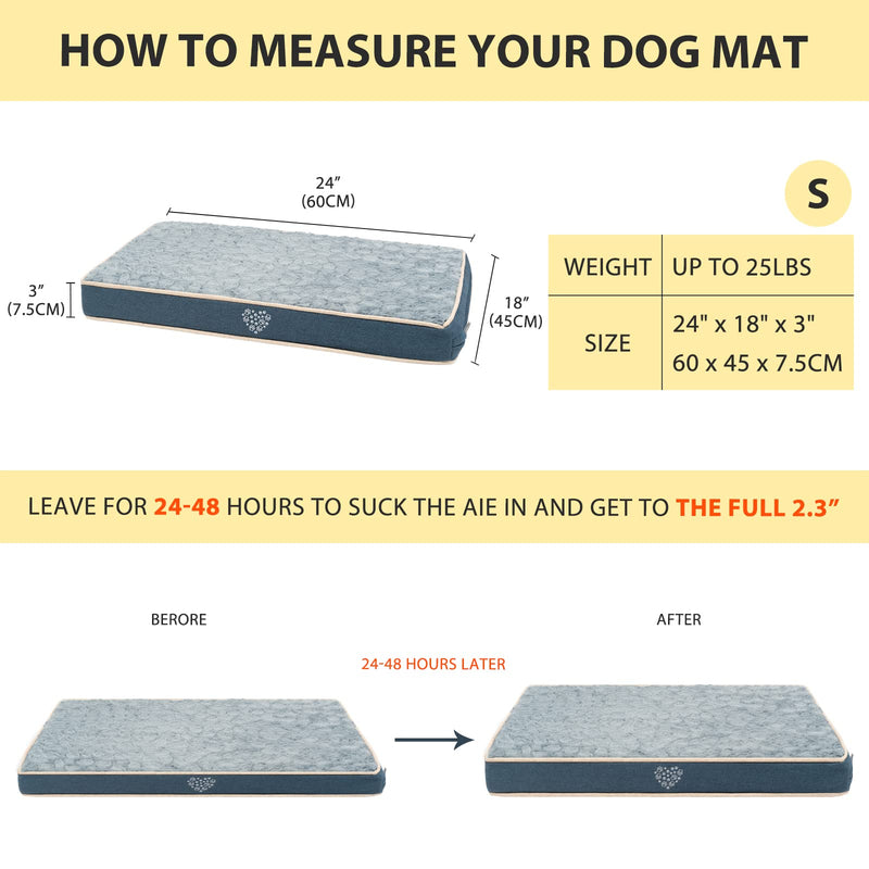 VANKEAN Waterproof Dog Crate Pad Bed Mat Reversible (Warm&Cool), Removable Washable Cover & Waterproof Inner Lining, Pet Crate Mattress for Cats and Dogs, Joint Relief Dog Bed for Crate, Navy Small - PawsPlanet Australia
