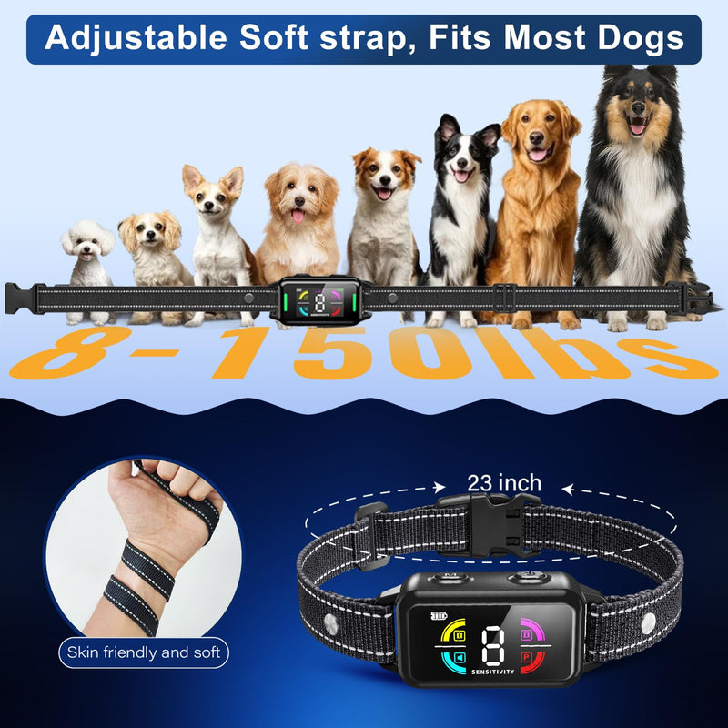 Dog Bark Collar for Large Medium Small Dogs, Smart Automatic AI Bark Collar for Dogs,Effective Anti Barking Training Collar with IP67 Waterproof, 6 Safe Training Modes and 8-Level Sensitivity 1 Pack - PawsPlanet Australia