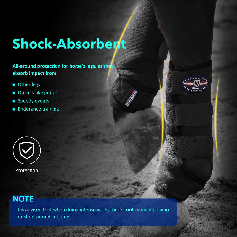 Harrison Howard Splint Boots for Horses 4 Pack, Front & Hind Horse Sport Boots with Neoprene Leg Protection Piano Black Large