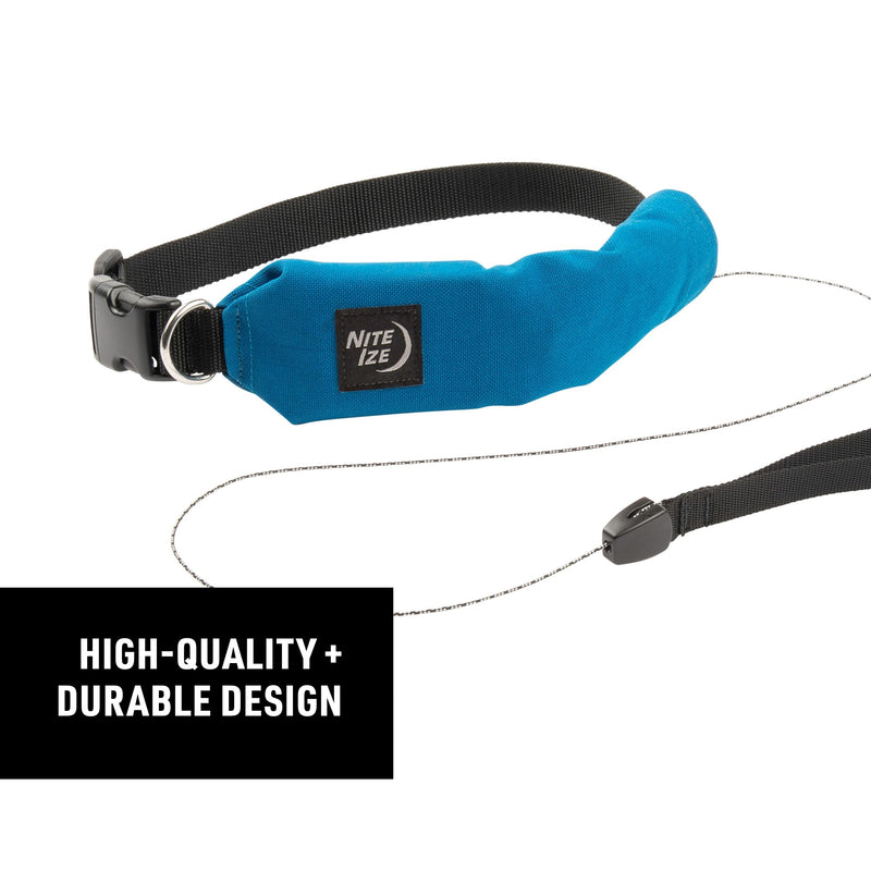 Nite Ize Raddog All-in-One Collar and Leash Combo - Heavy-Duty Dog Collar with Built-in Retractable Leash - 14" to 16" Collar - Blue, Small - PawsPlanet Australia
