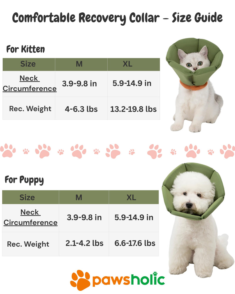 Lightweight Cat Cone Collar, Waterproof Soft Recovery E-Collar for Cats & Small Dogs, Adjustable Protective Elizabethan Collar to Prevent Licking & Biting, Easy-Clean Quick-Dry Design, Green XL Size X-Large