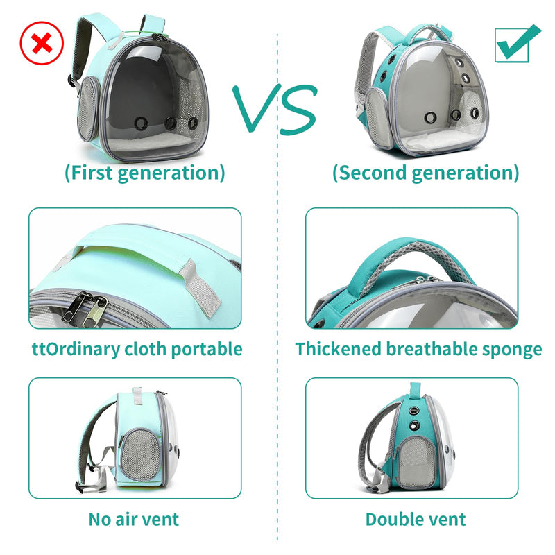 Portable Travel pet Backpack Carrier Hamster Bag Guinea Pig Bird Small Dog cat Turtle Carrier Rabbit Cage Squirrel Bearded Dragon Breathable Hangbag (Green) green - PawsPlanet Australia