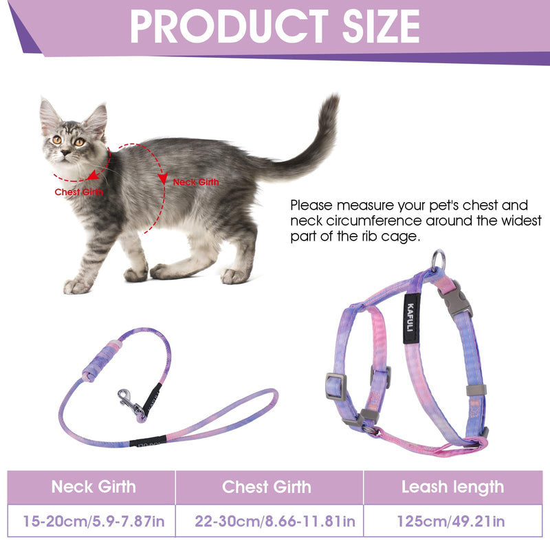 Giantree Cat Harness with Leash and Collar Set, Adjustable H-Shaped Kitten Harness Escape Proof Harness Glow in The Dark for Kitty Outdoor Walking (Gradient Purple) Gradient Purple - PawsPlanet Australia