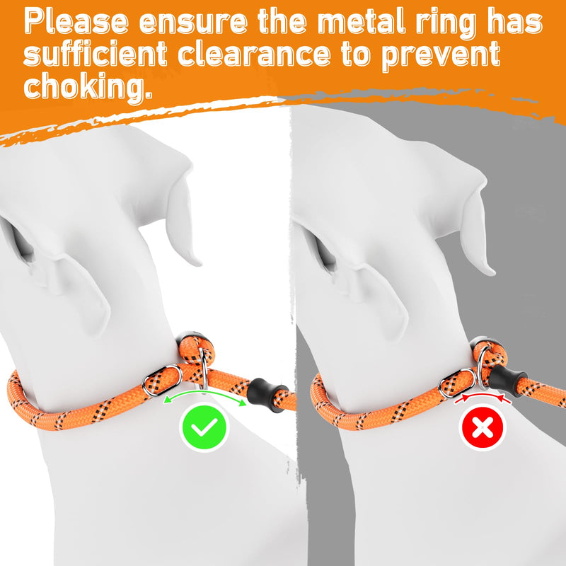 Slip Lead for Dogs, No Pull Training Leash with Double Comfortable Handles and Collar Attachment, Highly Reflective Strong Puppy Rope Leads for Medium Large Dog, Orange 13mm*1.8m - PawsPlanet Australia