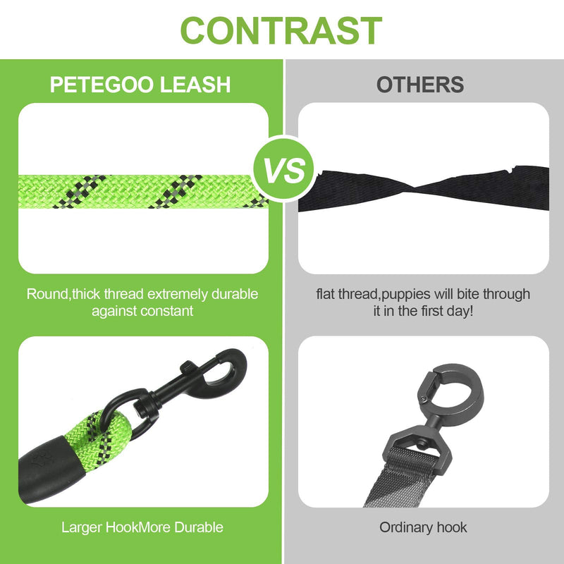 5ft 1/2in Strong Green Dog Leash - Highly Reflective Heavy Duty Rope Leash with Soft Padded Anti-Slip Handle - for 18-120 lbs Dogs 1/2" x 5 FT(18~120 lbs.) Light Green - PawsPlanet Australia