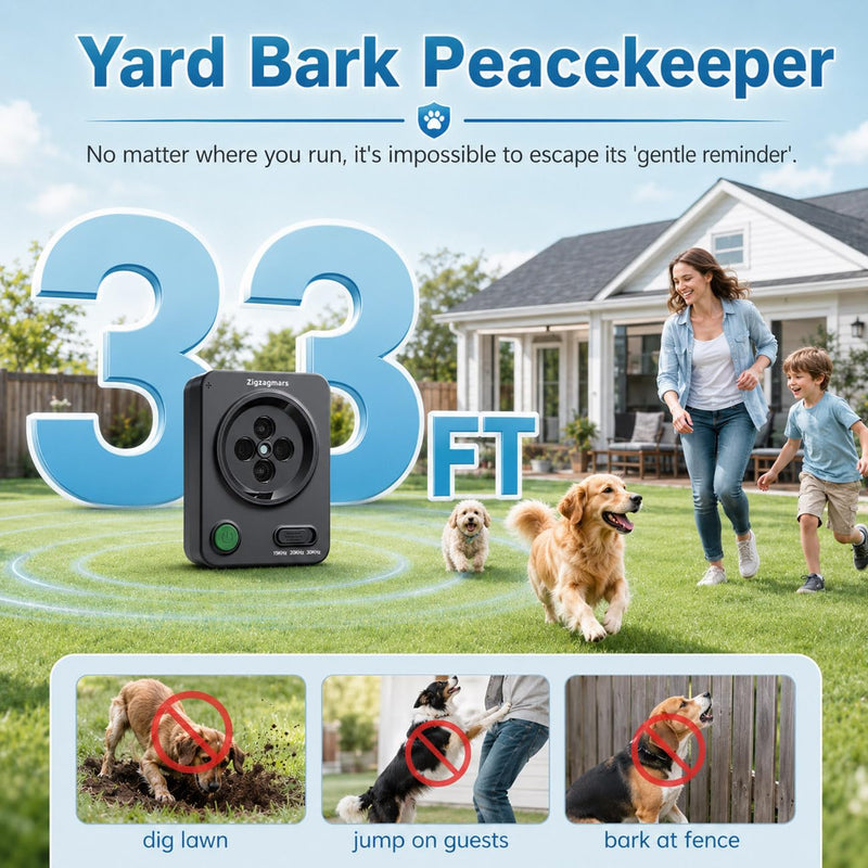 Ultrasonic Anti Barking Control for Dogs – Safe Dog Bark Deterrent Device with 3 Modes, Rechargeable & Weatherproof, 33ft Range – Humane No Shock Training Tool for Small Medium Large Dogs