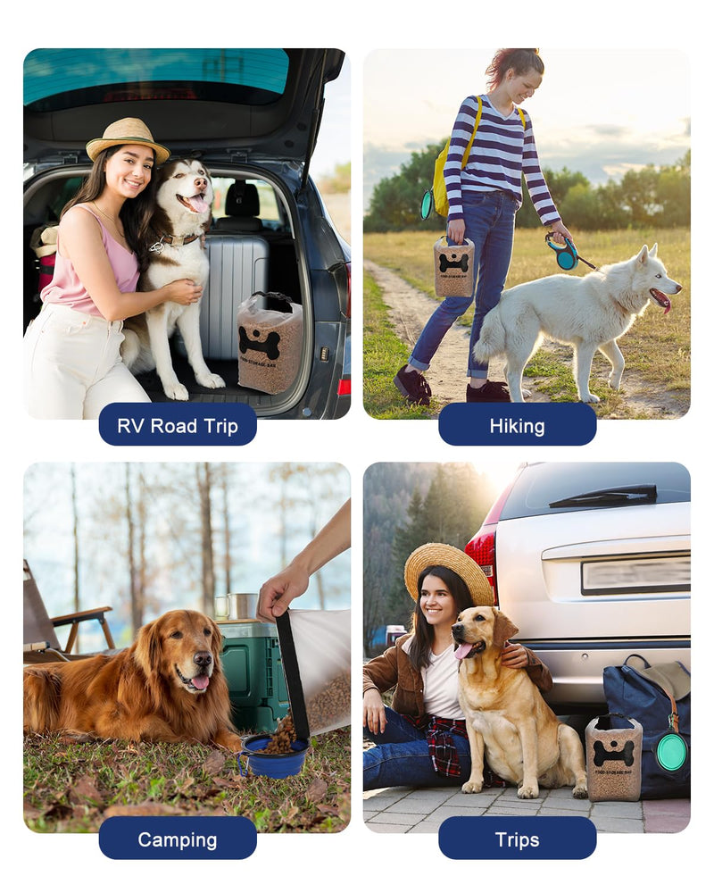 ANVS Silicone Pet Food Storage Bag,40-Cup Dog Food Travel Bag with 2PCS Collapsible Bowls, Perfect for Camping Trip, Dog Boarding, Weekend Getaways and Travel Large - PawsPlanet Australia