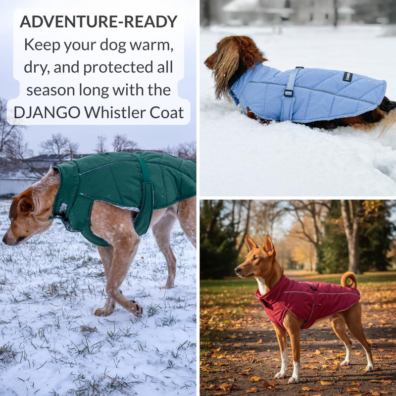 DJANGO Insulated Winter Dog Coat – Warm, Water-Repellent Puffer Jacket for Medium & Large Dogs – Adjustable, Reflective, Cozy Cold-Weather Dog Coat with Harness Hole for Snow – Firelight Red, Large