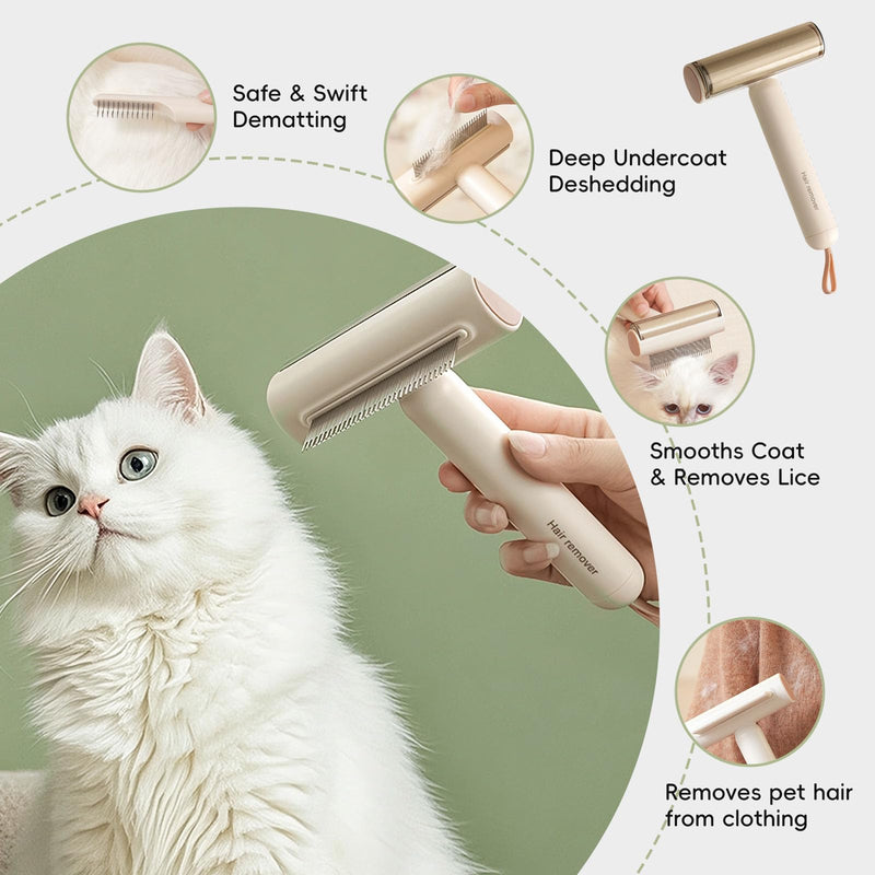 3-in-1 Pet Grooming Brush for Dogs & Cats | Deshedding Comb, Dematting Tool & Lint Remover | Long & Short Teeth + Fine Tooth Comb | For Long & Short Coats (Green) Green - PawsPlanet Australia