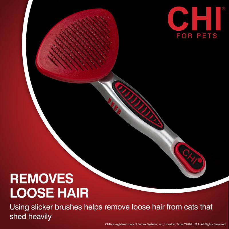 CHI for Cats High-End Self-Cleaning Slicker Brush, Perfect for Indoor Long-Haired Pets, Effective Shedding and Grooming Tool - PawsPlanet Australia