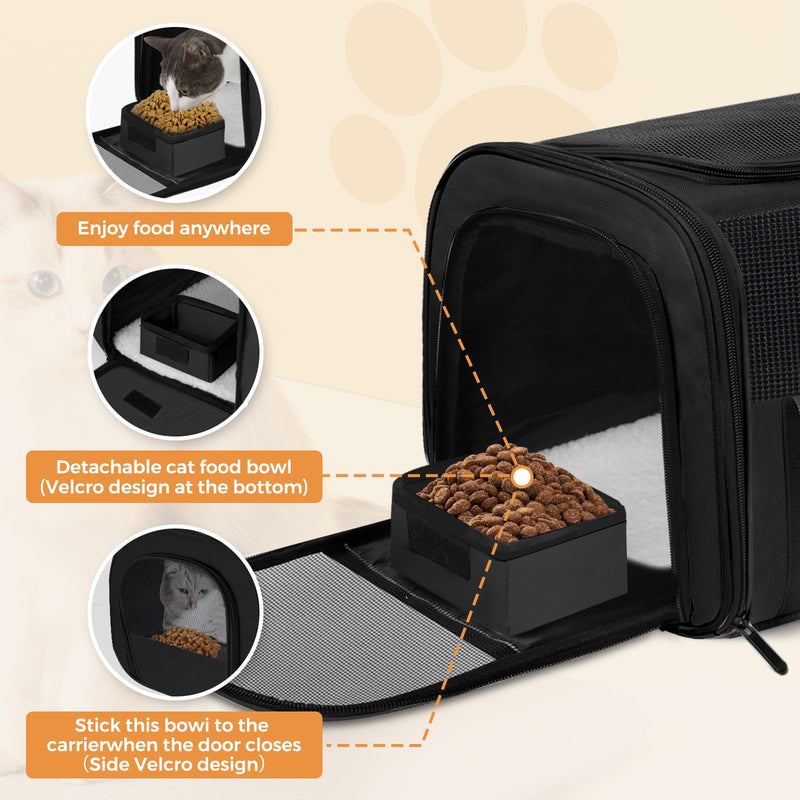 Cat Carrier, Dog Carrier for Small Dog Medium Cats,Pet Travel Bag Puppies up to 15 Lbs,TSA Airline Approved Cat Carrier Soft Black - PawsPlanet Australia