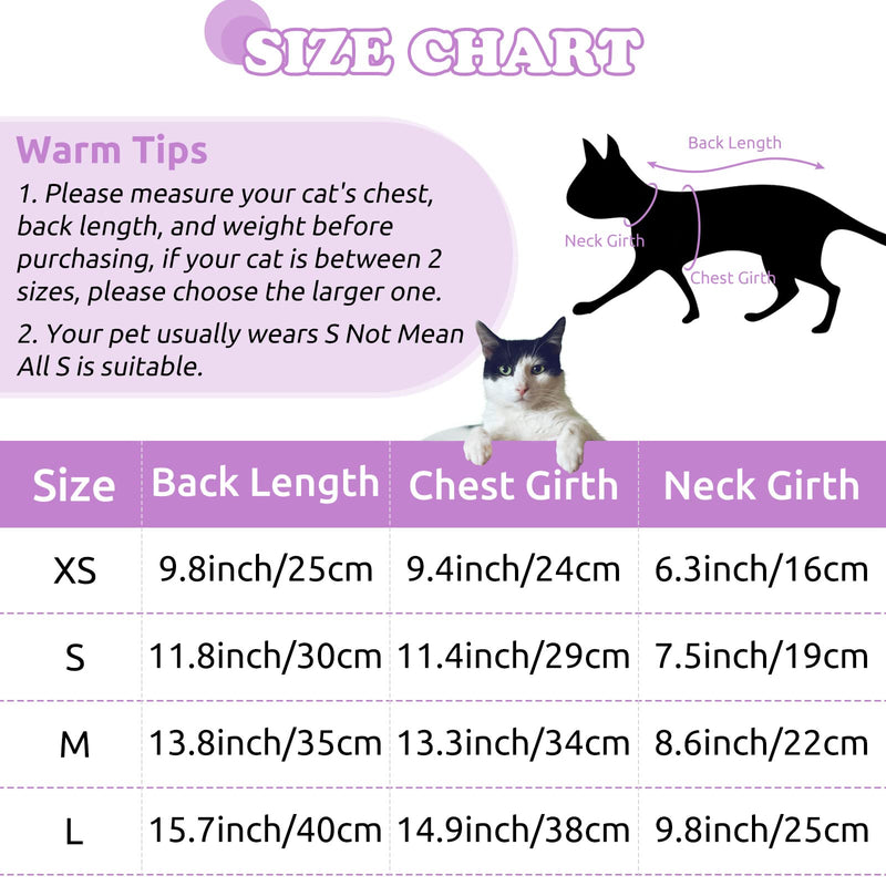 SAWMONG Cat Recovery Suit After Surgery Recovery Shirt Breathable E-Collar Alternative Non-Lick Pet Body Suit (XS, Purple) XS