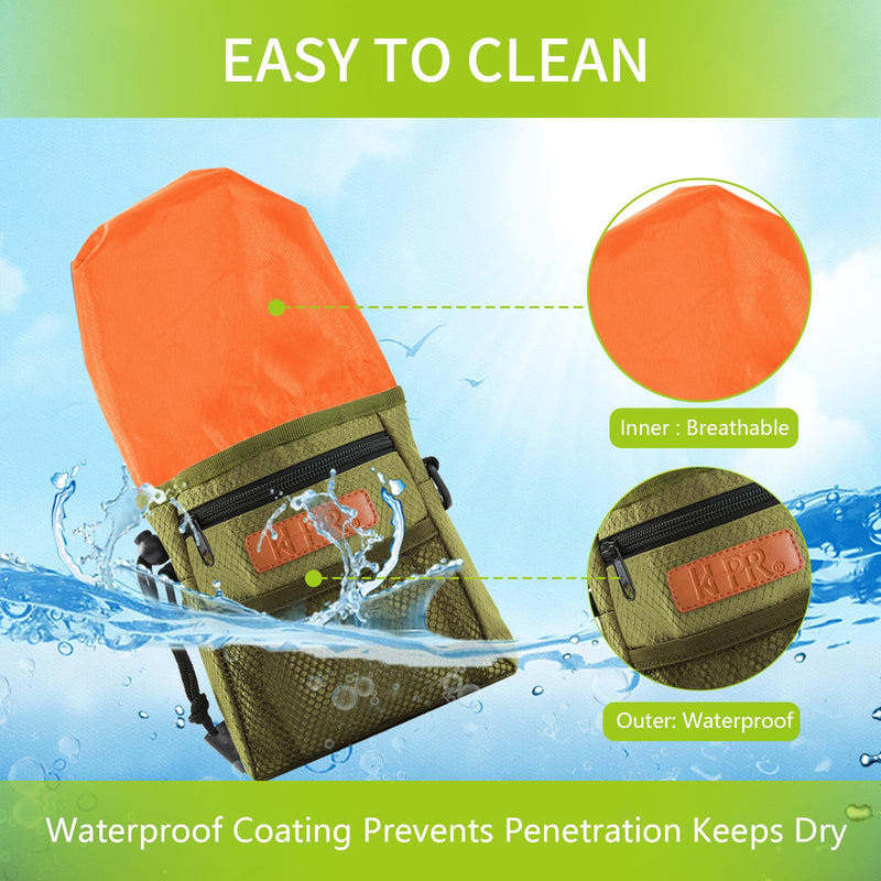 Dog Treat Training Pouch Easily Carries Pet Toys Kibble, Treats Built-in Poop Bag Dispenser 3 Ways to Wear Comes with a Foldable Silicone Bowl(Army Green) army green - PawsPlanet Australia