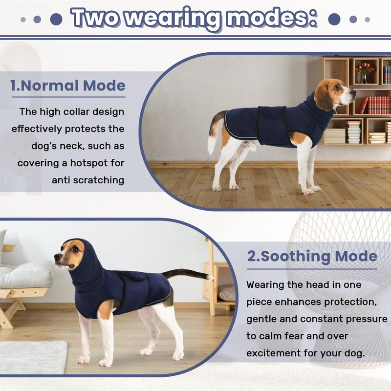 IDOMIK Dog Anxiety Calming Hoodie,Breathable Dog Anxiety Jacket Vest Coat for Thunderstorms, Fireworks, Vet Visits, Separation,Adjustable Dog Hoodies for Noise Block & Ear Protection Recovery,Blue,XS XS(Chest Girth:13"-17") Blue