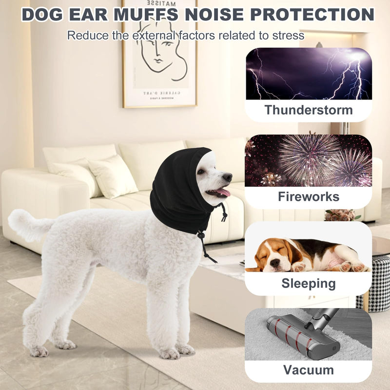 Dog Calming Hoodie, Dog Head Warp Anxiety Relief, Ear Muffs Protector for Noise Protection from Airplane, Fireworks, Thunder, Travel-Comfort, Grooming, Bathing Fit All Breeds(L) L