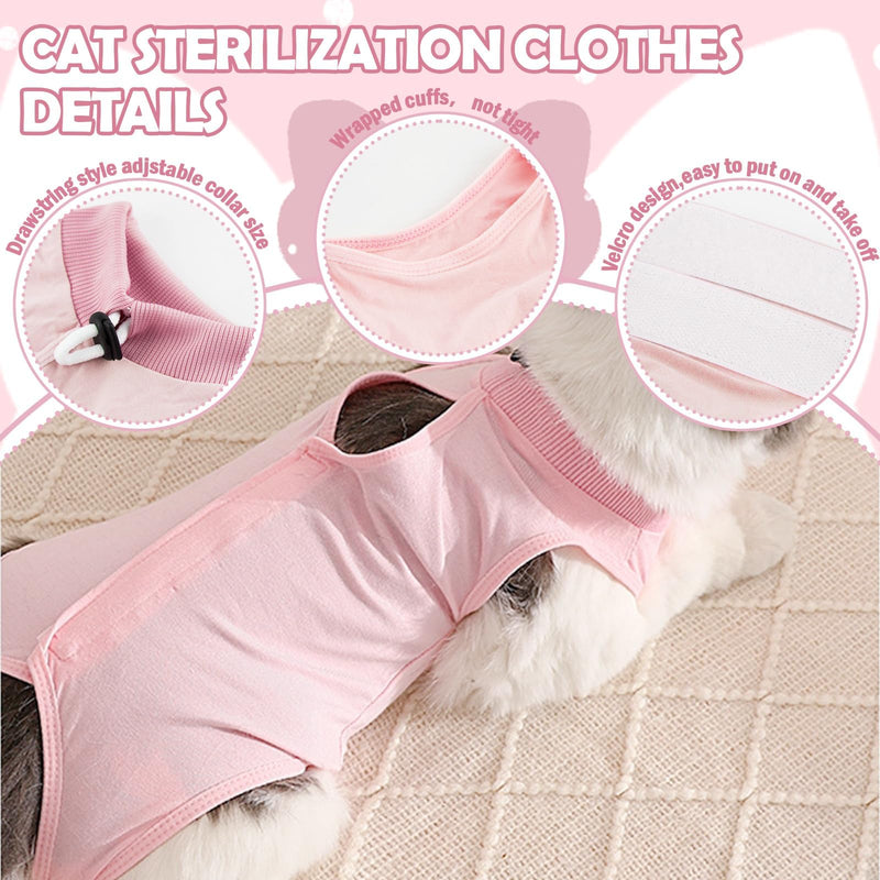 KAIYAYA Cat Bodysuit After Op, Pink, 2-4 kg | recovery suit, modal, castration recovery, abdominal wounds, female
