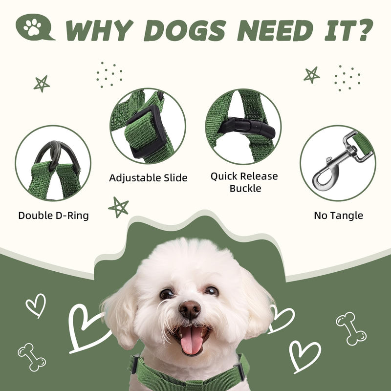 Dog Harness and Leash Set for Large Dogs, Anti-Odor & Soft, Comfortable for Sensitive Skin, No Pull Easy Walk Step-in Adjustable Dog Harness with Leash, Green(90% Bamboo, 10% Polyester) Green Set L 1"W 18"-20"L - PawsPlanet Australia