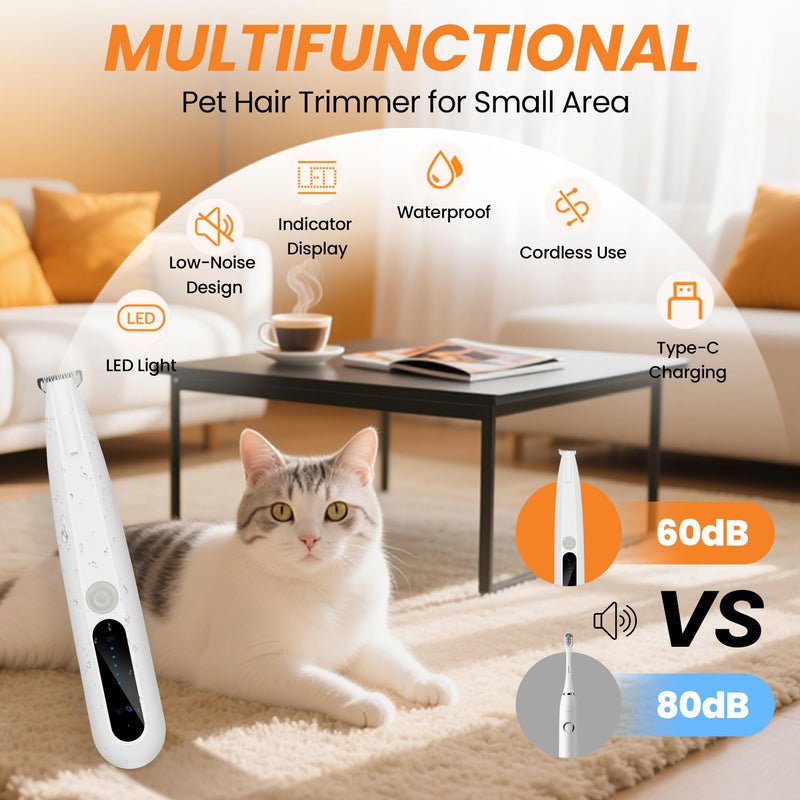 Dog Paw Hair Trimmer, Paw Trimmers for Dog's Feet, Rechargeable, Waterproof, Spare Blade, LED Display, Suitable for Cats & Dogs, Shaver for Paws Eyes Ears Face Buttocks, Dog Grooming Clippers - PawsPlanet Australia
