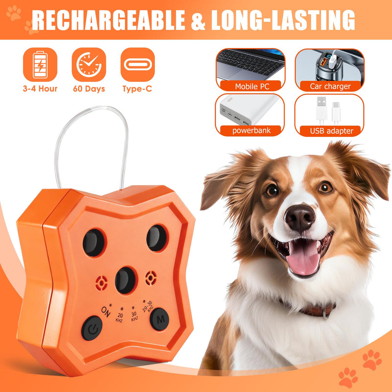 Anti Barking Device for Dogs: Ultrasonic Dog Bark Deterrent Devices with 3 Training Modes 50 FT | Dog Barking Silencer Bark Box for Indoor Outdoor | Stop Barking Control Device for Dogs (Orange) Orange - PawsPlanet Australia