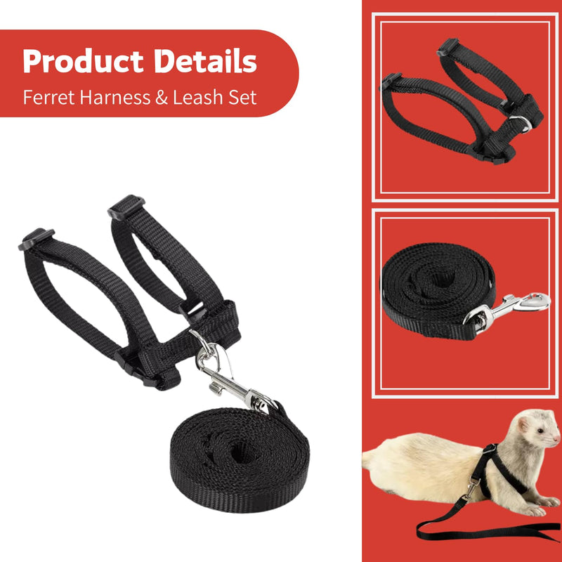 Ferret Harness and Leash Set Ferret Clothes Small Animals Harness Hoodies for Ferrets and Other Small Pet Accessories (Black White) black white