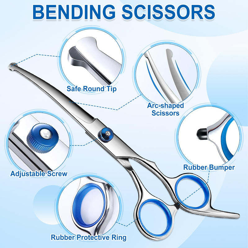 5 Piece Dog Grooming Scissors Set Professional Stainless Steel Pet Hair Trimming Scissors with Safety Round Tips for Dogs Cats Home Use - PawsPlanet Australia