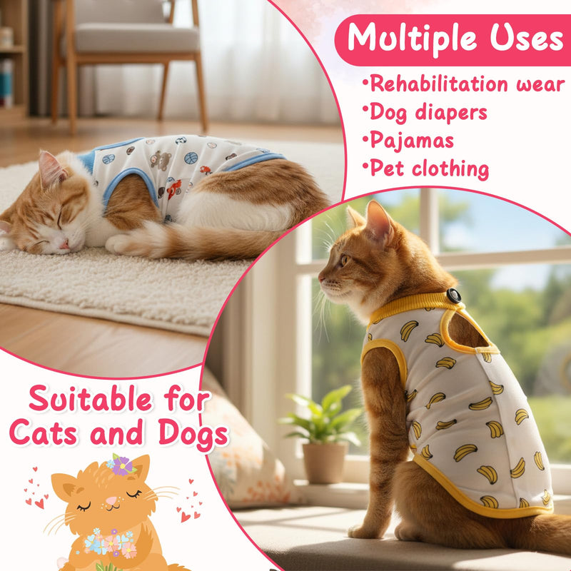 6 Pack Recovery Suit for Cats, Breathable Female and Male Onesie Cat Recovery Suit E Collar Alternative Pajama for After Surgery Spay Abdominal Skin Anti Licking(Medium)