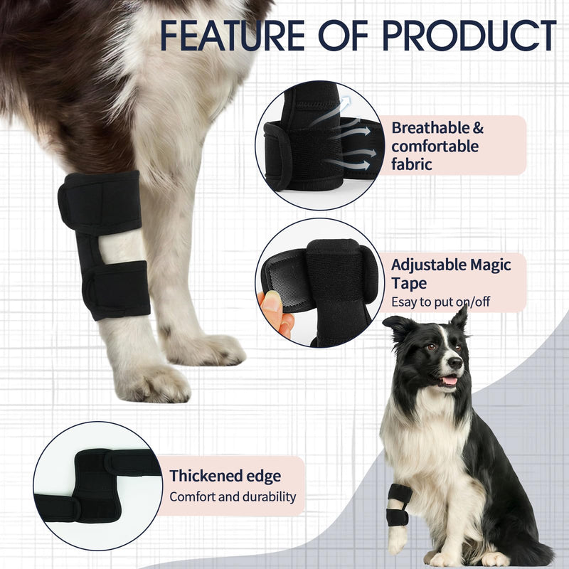 IECOii 1 Pair Dog Front Back Leg Braces,Adjustable Elbow Compression Support Wrap for Ligament Injury,Sprain,Arthritis Relief & Joint Discomfort,Leg Support for Dogs,Dog Hip & Joint Care,Black,Size L Black