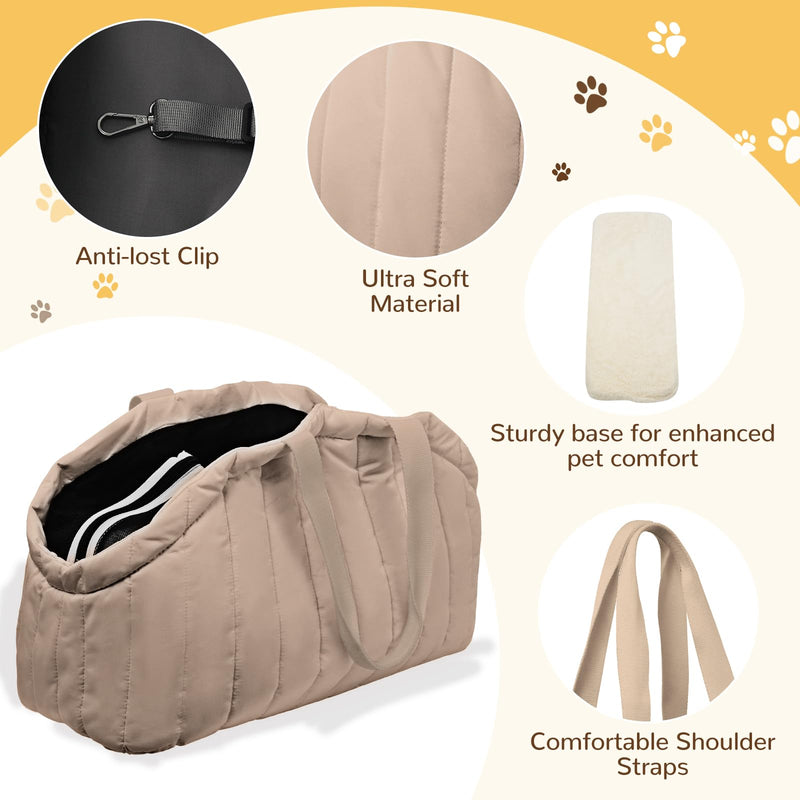 Dog Purse Carrier for Small Dogs - Dog Carrier Purse with Secure Harness Clip, Dog Tote Bag for Small Dogs and Puppies - Brown - PawsPlanet Australia